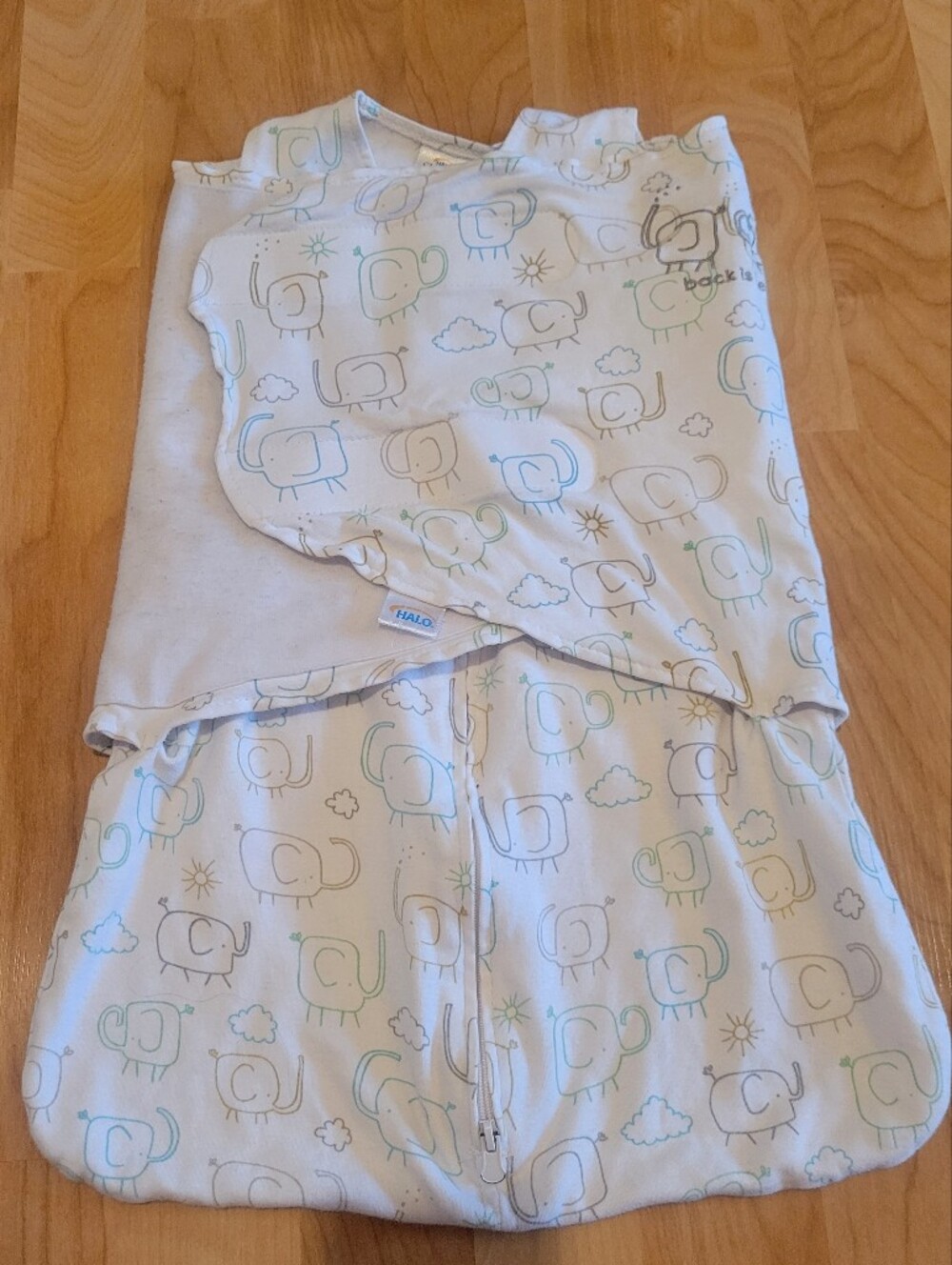 Halo Sleep Sack Swaddle Cotton Elephants Size Newborn 0-3 Months